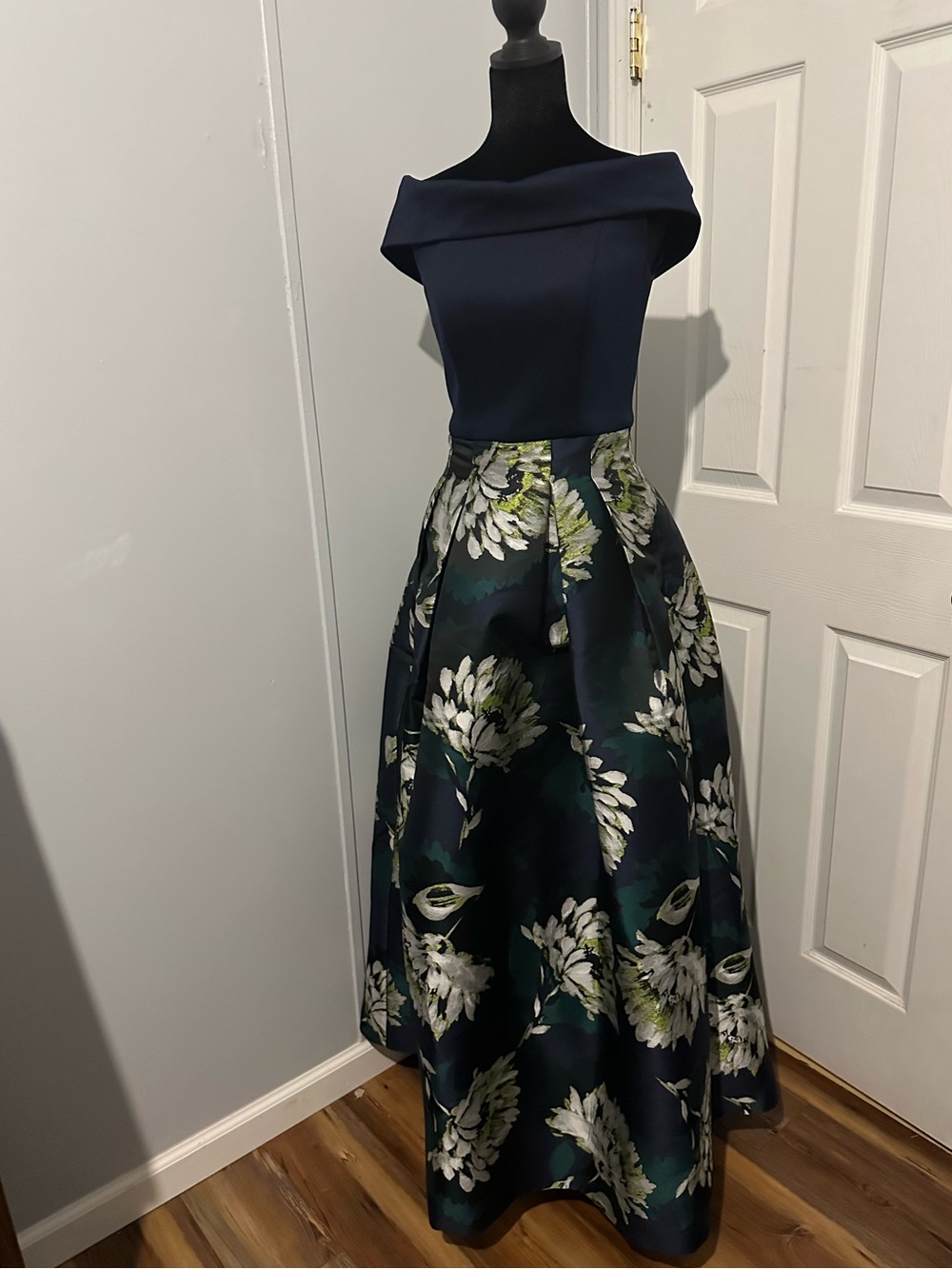 Eliza J Navy Off-Shoulder Floral Maxi Dress